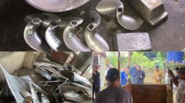 Hasil dan proses peleburan limbah aluminium Bank Sampah Telihan Recycle