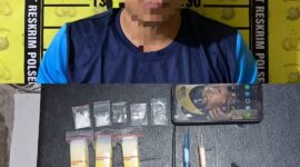 Tersangka pengedar sabu yang berhasil diamankan di Tanjung Laut. (Doc.Humas Polres Bontang)
