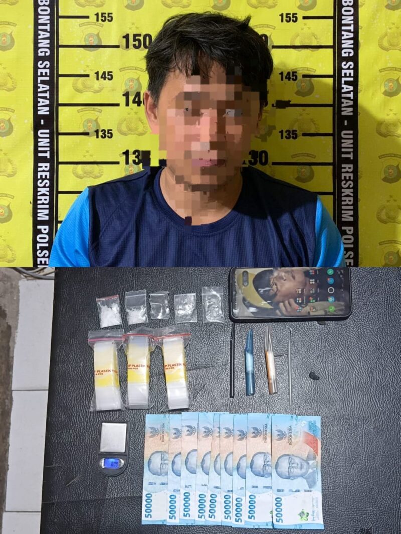 Tersangka pengedar sabu yang berhasil diamankan di Tanjung Laut. (Doc.Humas Polres Bontang)