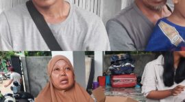 Wagiman (tengah), suami korban meninggal (Sutiah) dan Nyami (bawah) korban longsor di Gang Keluarga, Jalan Gerilya, Samarinda.(Dok.Iknnews.co/Rara)