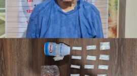 Pelaku peredaran narkoba yang diamankan Polres Bontang beserta barang bukti 27 poket sabu. (Dok. Humas Polres Bontang)