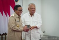 Foto: Kepala OIKN, Basuki Hadimuljono bersama Gubernur DKI Jakarta, Pramono Anung saat menandatangani MoU. (Humas)
