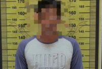 Terduga pelaku kekerasan seksual terhadap anak tirinya yang masih berusia di bawah umur. (Dok. Humas Polres Bontang)